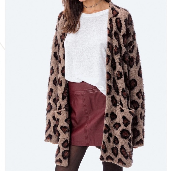 Leopard Print Open Front Cardigan Sz L - Picture 1 of 6